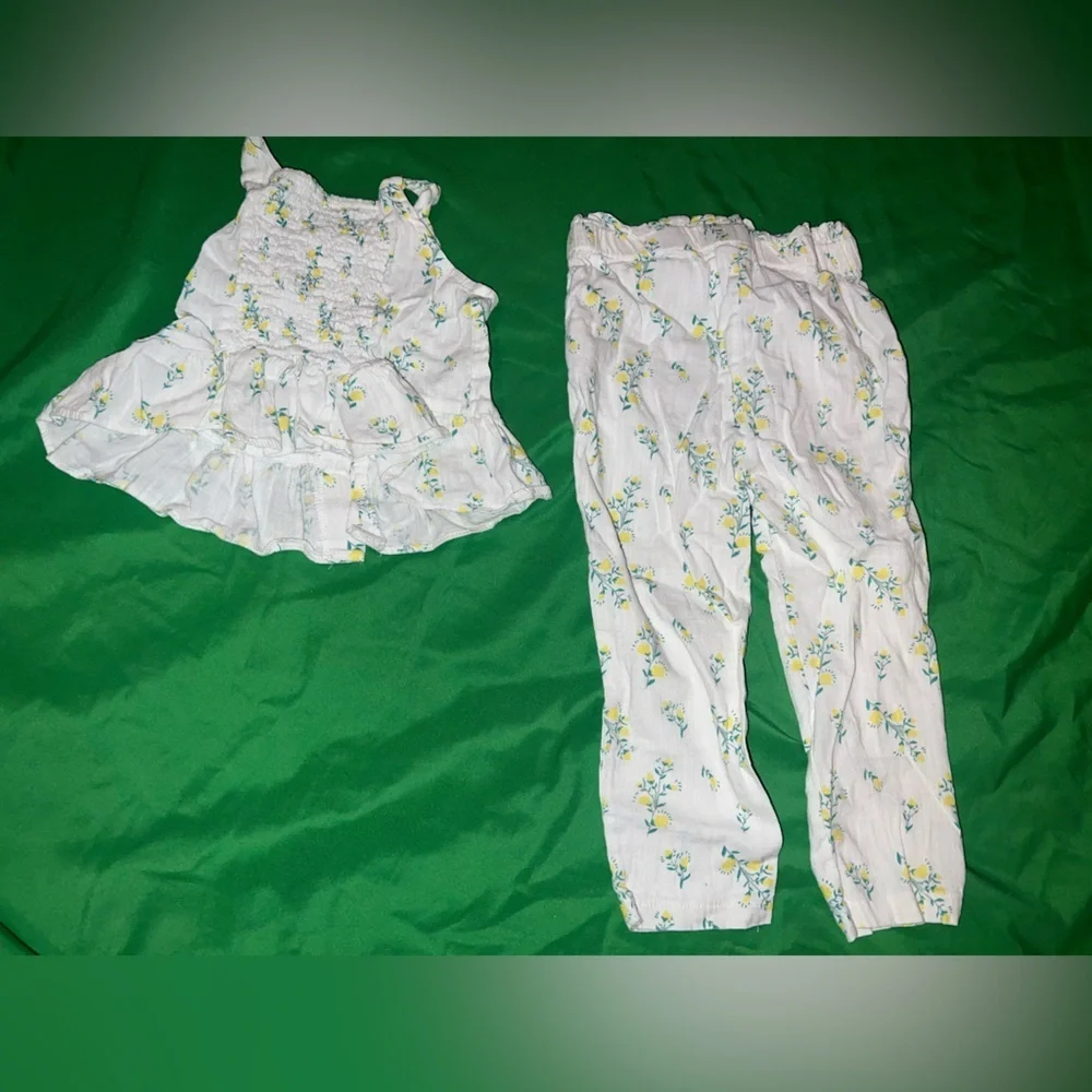 Jessica Simpson White Floral Top and Pants Set 3T